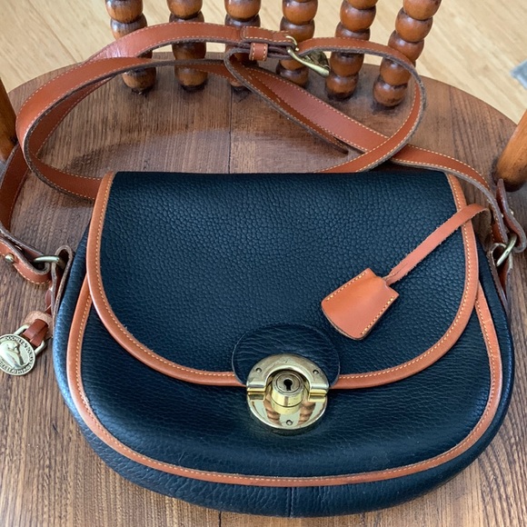 Dooney & Bourke Handbags - RARE Vintage Dooney & Bourke AWL Black & Tan Compartment Bag